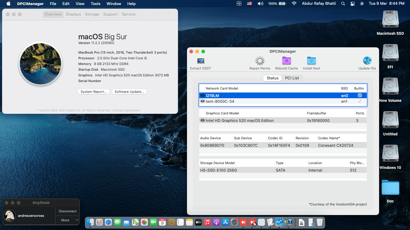 Success Hackintosh macOS Big Sur 11.2.2 Build 20D80 in HP EliteBook 820 G3